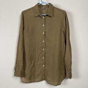 J.Jill Womens Long Sleeve Button-Down Casual Shirt Top Size Small Brown